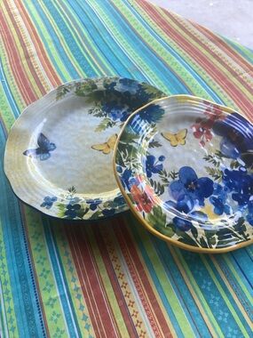 Pier 1 Imports Butterfly Floral Plates - set of 5 in two sizes